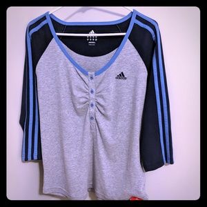 New with Tags Adidas 3/4 Sleeve Gray T-shirt Sz L